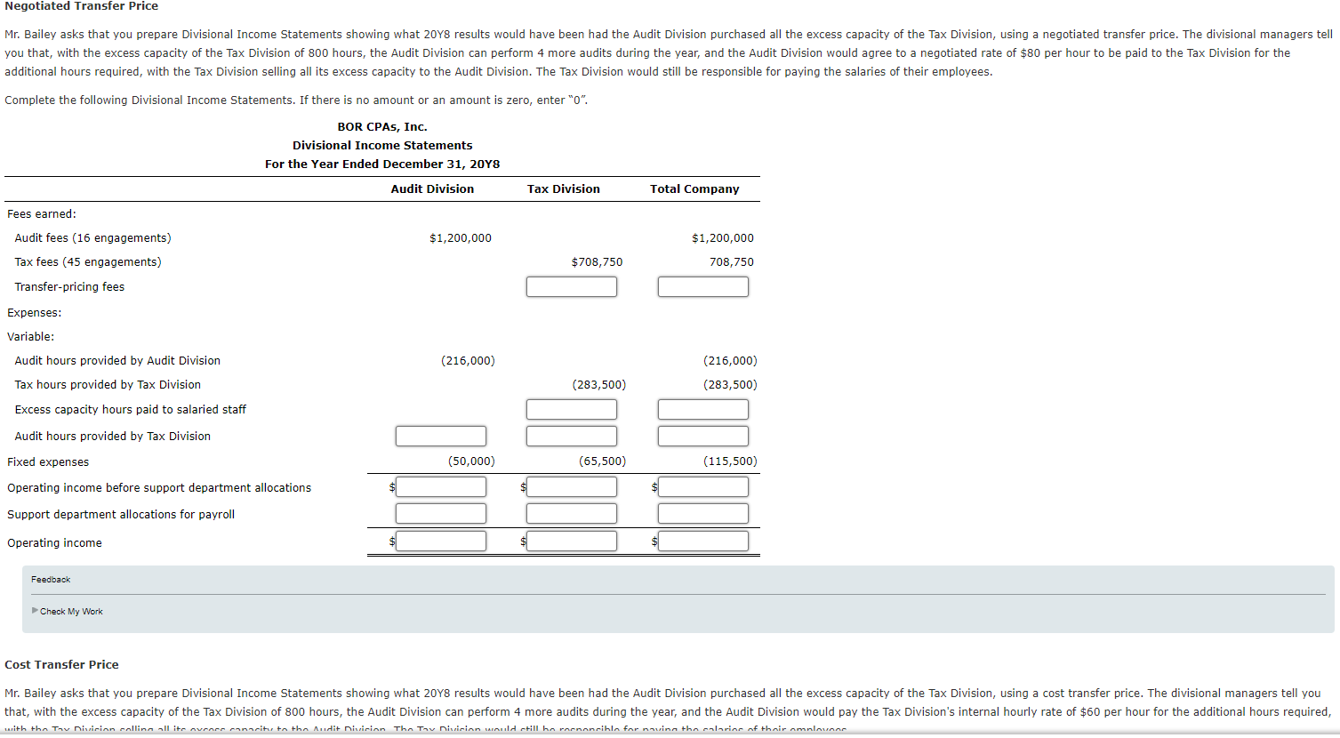 Solved Complete the following Divisional Income Statements. | Chegg.com