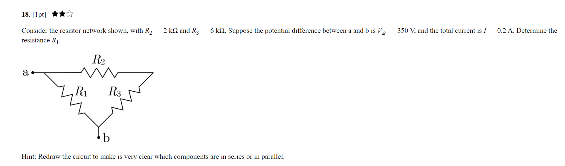 Solved Consider the resistor network shown, with R2=2kΩ and