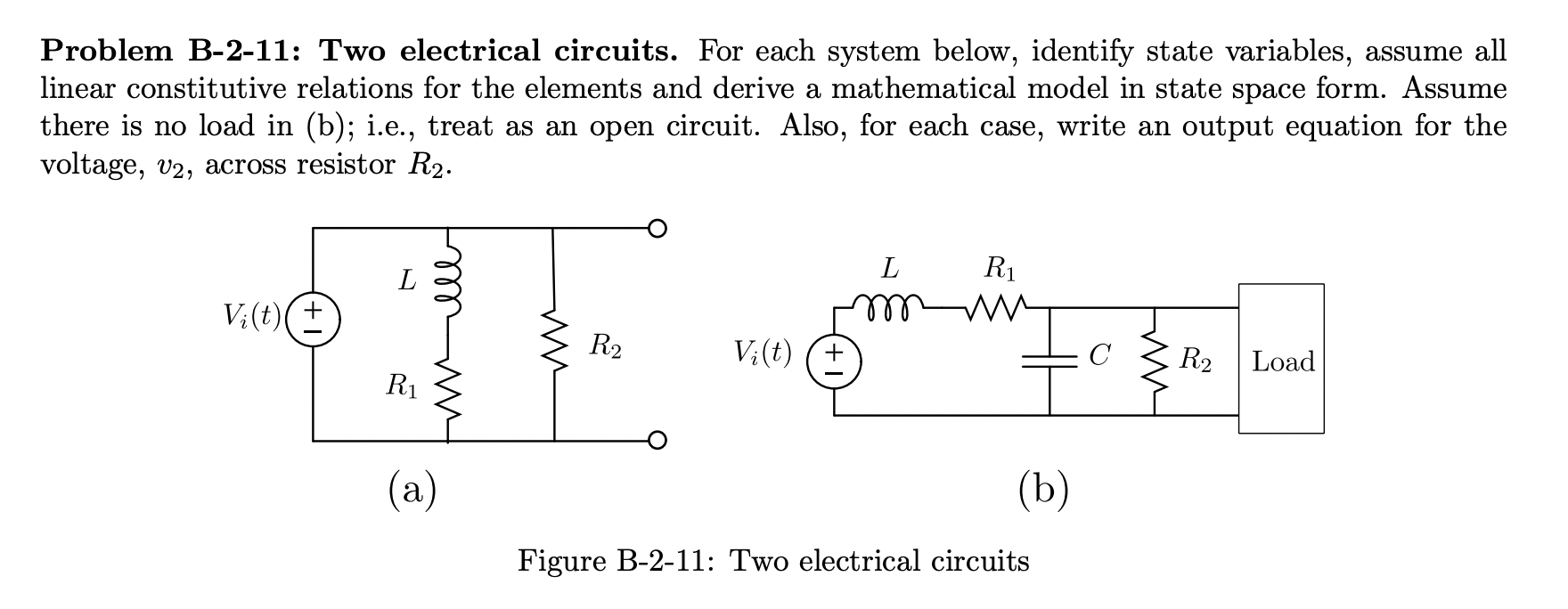 Solved Problem B-2-11: Two Electrical Circuits. For Each | Chegg.com