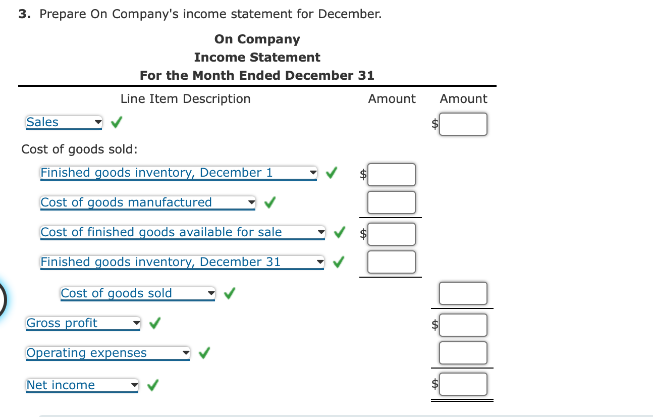 Solved 3. Prepare On Company's income statement for | Chegg.com