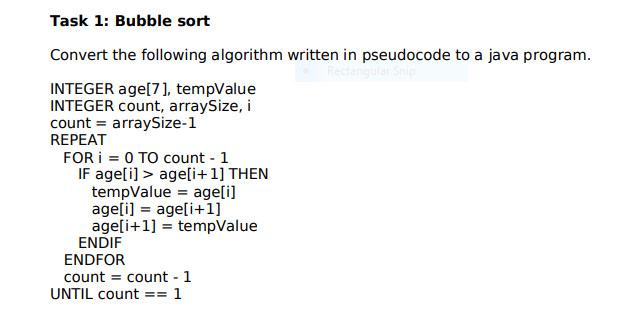 Bubble sort algorithm 