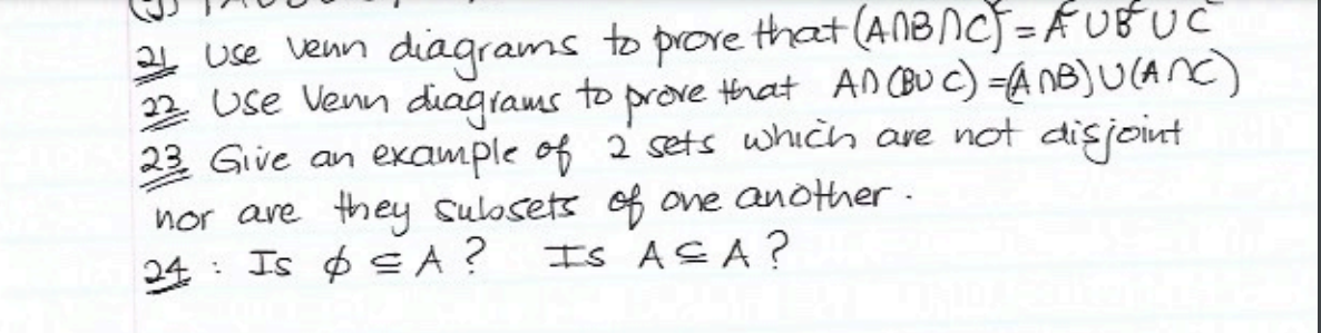 Solved 21) Use venn diagrams to prore that (A∩B∩C)2=A∪B∪C | Chegg.com
