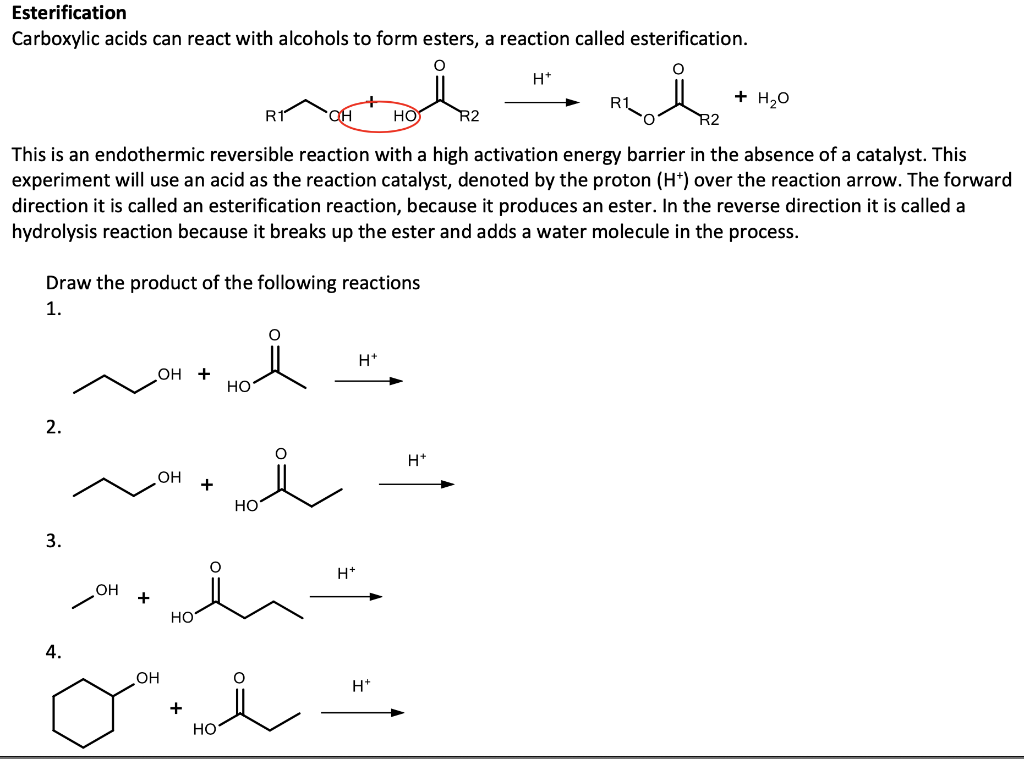 Solved Esterification Carboxylic acids can react with | Chegg.com
