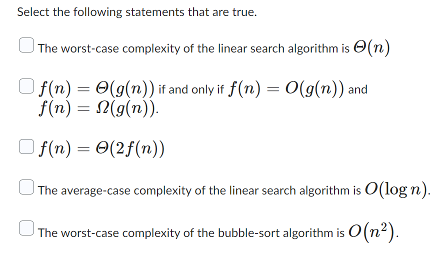 Solved Select the following statements that are true. The | Chegg.com