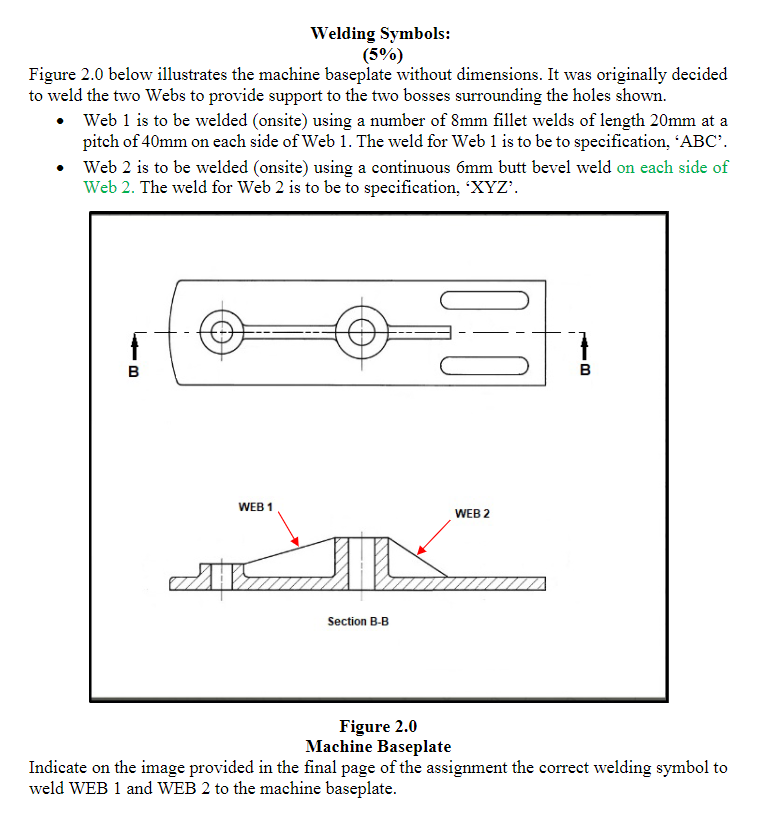 Solved Welding Symbols: (5%) Figure 2.0 below illustrates | Chegg.com