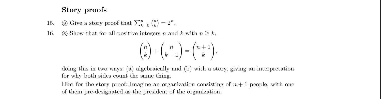 Solved 15. Story proofs > Give a story proof that m=0 () = | Chegg.com