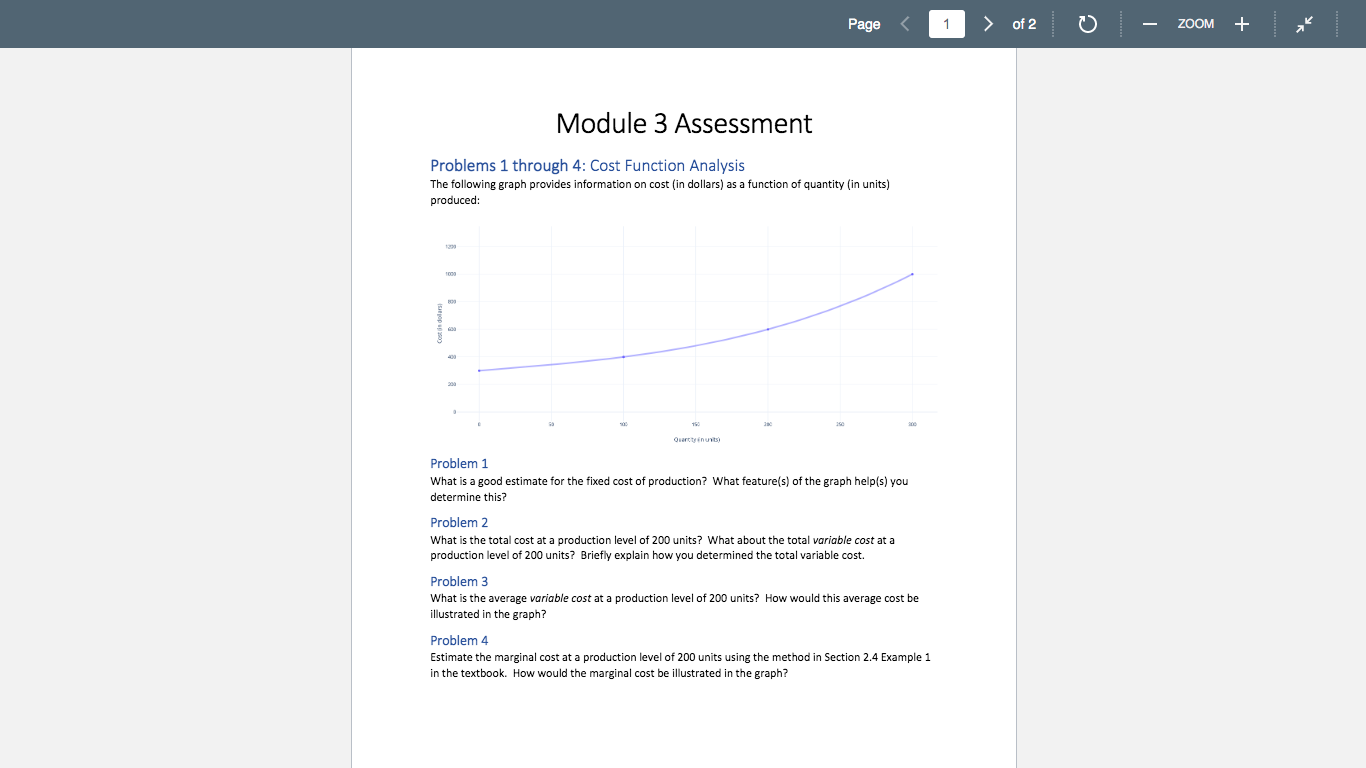 Solved Page 1 > of 2 ZOOM + The following graph provides | Chegg.com