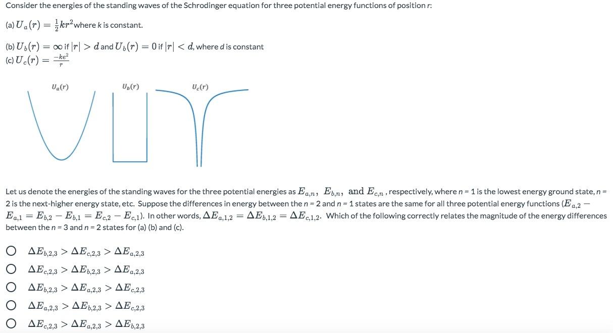 Consider The Energies Of The Standing Waves Of The Chegg Com