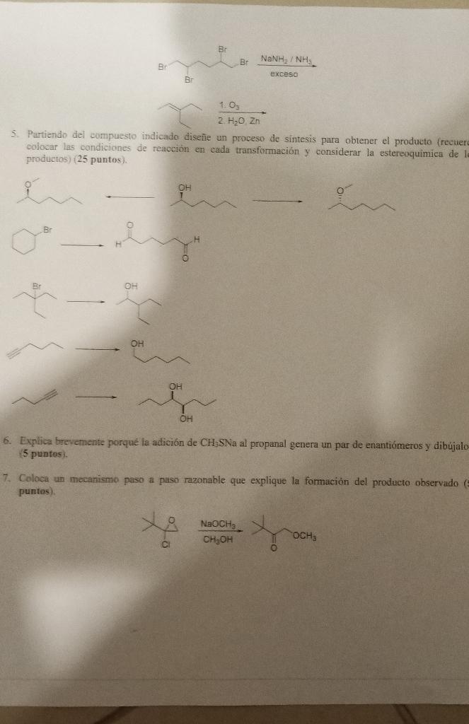 Br BT NINH NH exceso Rr 1.0 2. H₂O, Zn 5. Partiendo del compuesto indicado diseñe un proceso de sintesis para obtener el prod