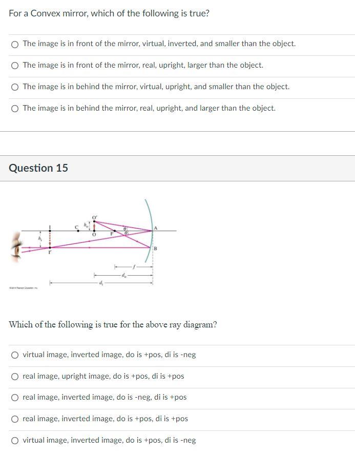Solved For a Convex mirror, which of the following is true? | Chegg.com