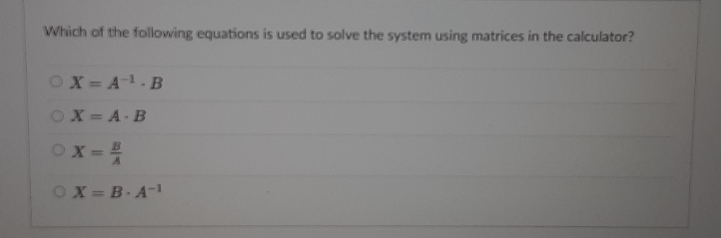 Solved Which of the following equations is used to solve the | Chegg.com