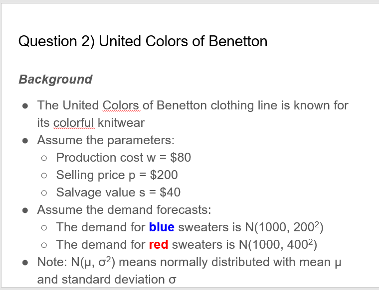 Suposiciones, suposiciones. Adivinar parásito conferencia Solved Question 2) United Colors of Benetton Background • | Chegg.com