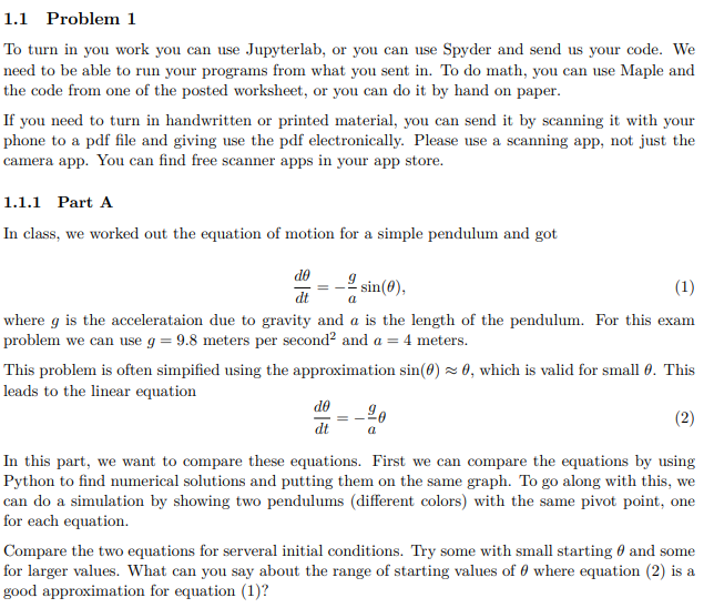 1.1 Problem 1 To turn in you work you can use | Chegg.com