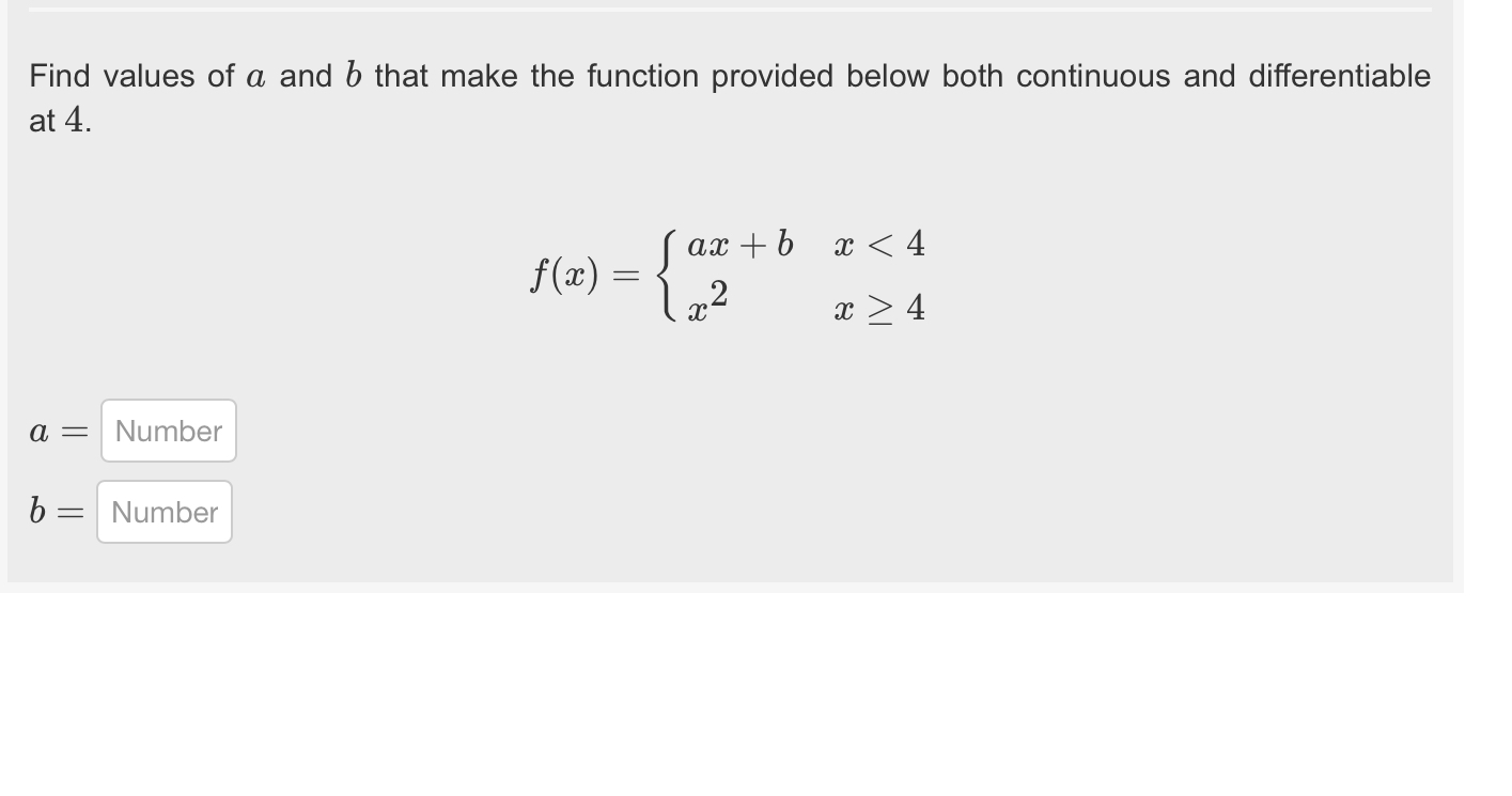 Solved Find Values Of A And B ﻿that Make The Function | Chegg.com