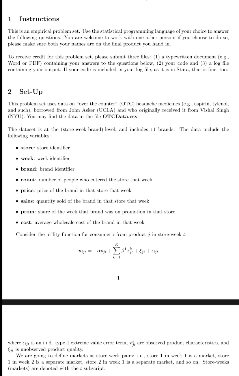 Solved 1 Instructions This is an empirical problem set. Use | Chegg.com
