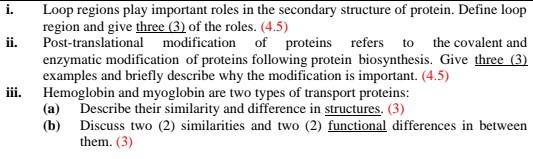 Solved i. ii. Loop regions play important roles in the | Chegg.com