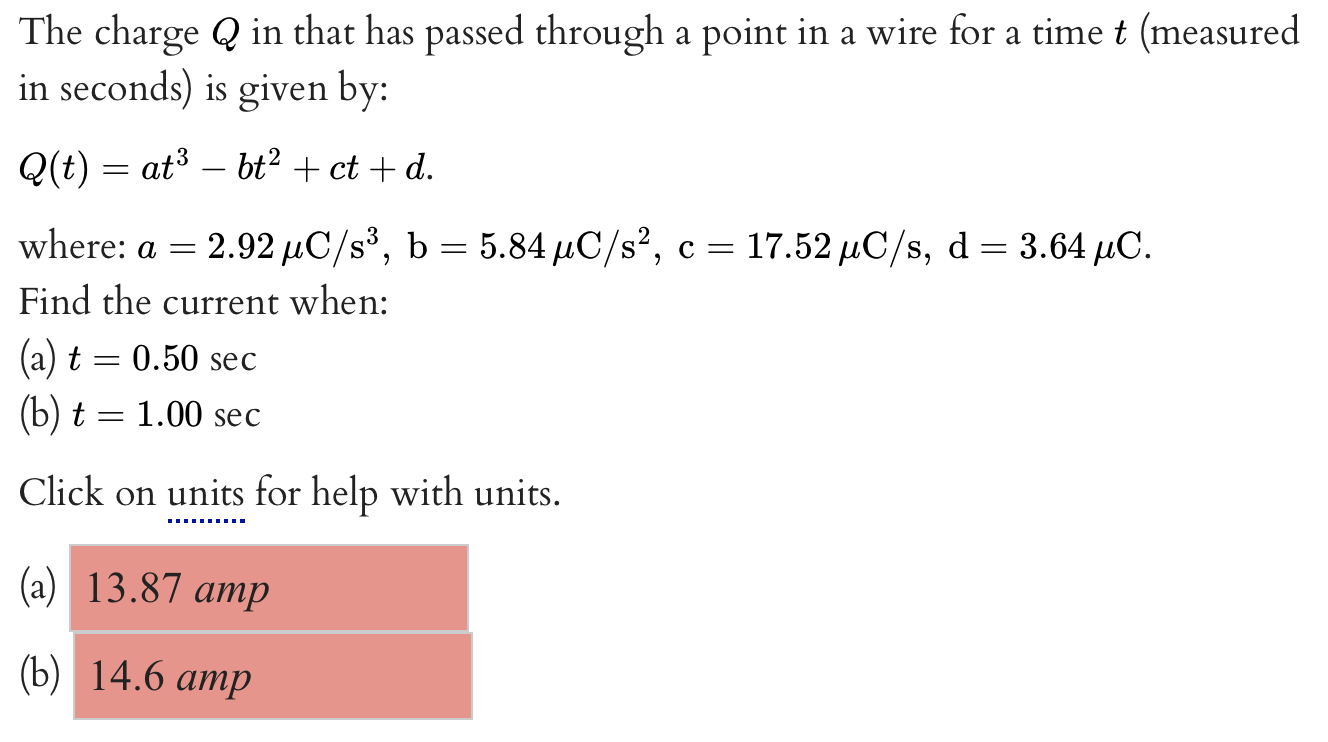 Solved The charge Q in that has passed through a point in a | Chegg.com
