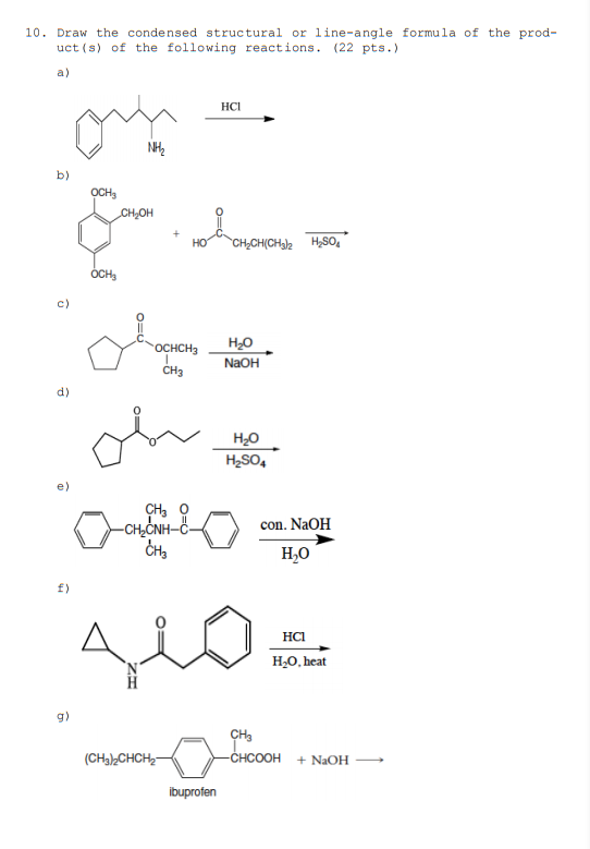 Solved 10. Draw the condensed structural or line-angle | Chegg.com