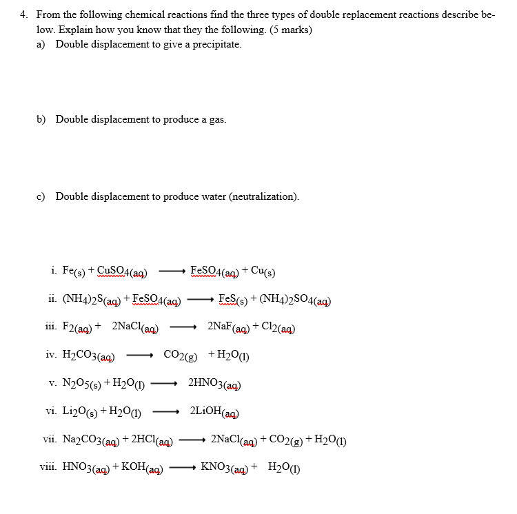 Solved 3. Analyze the following neutralization reaction: | Chegg.com