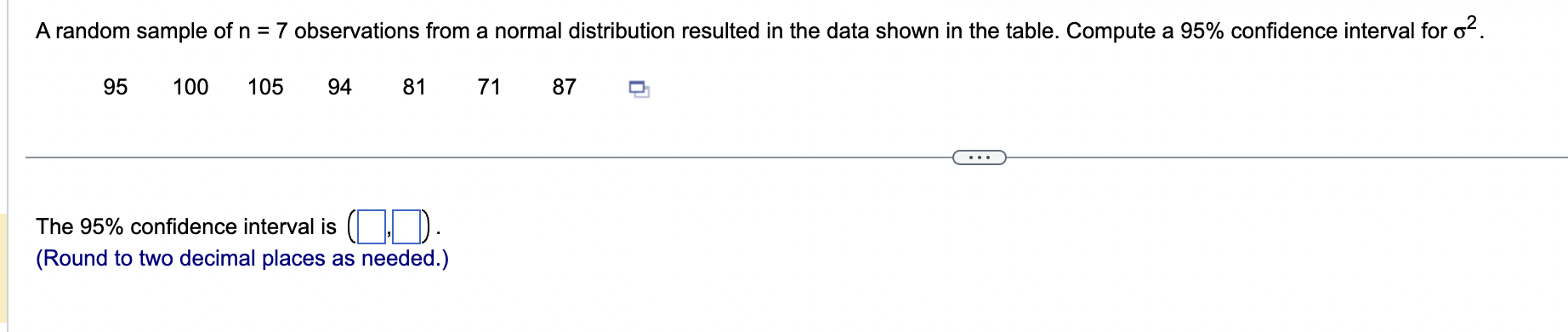 Solved A random sample of n=7 observations from a normal | Chegg.com