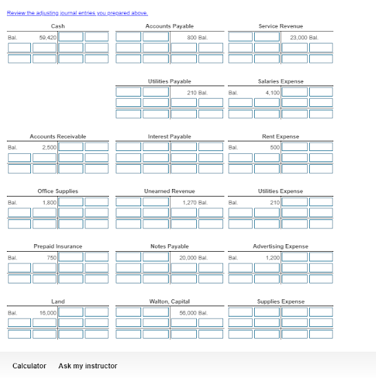 Solved Post the adjusting entries to the T-accounts. | Chegg.com