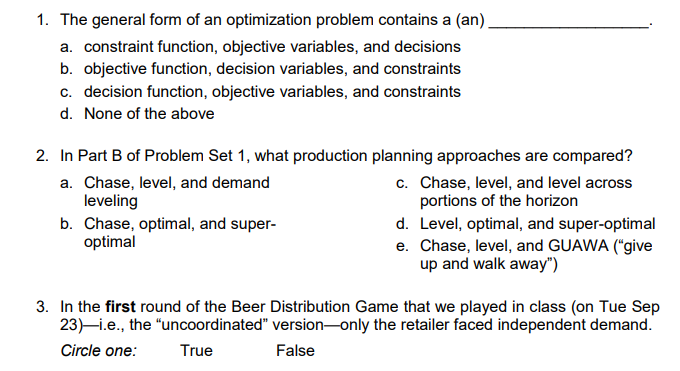 Solved 1. The general form of an optimization problem | Chegg.com