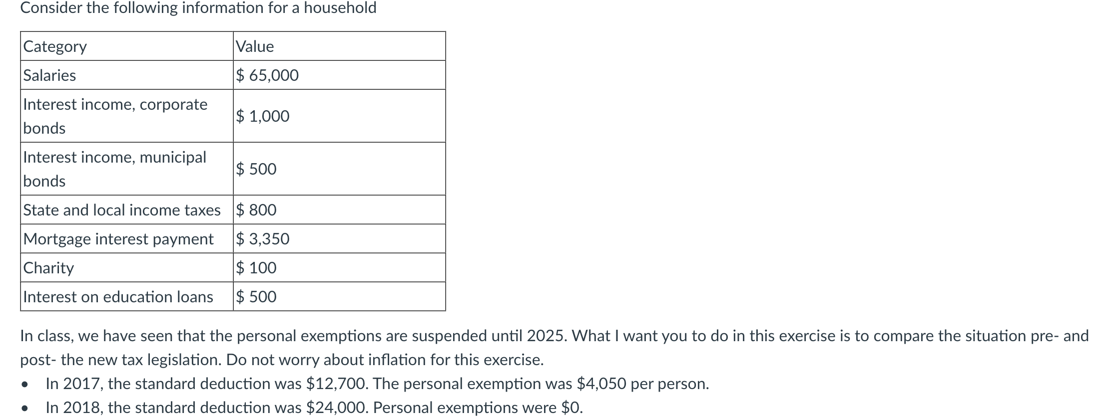 Solved For both years, find the respective tax brackets for