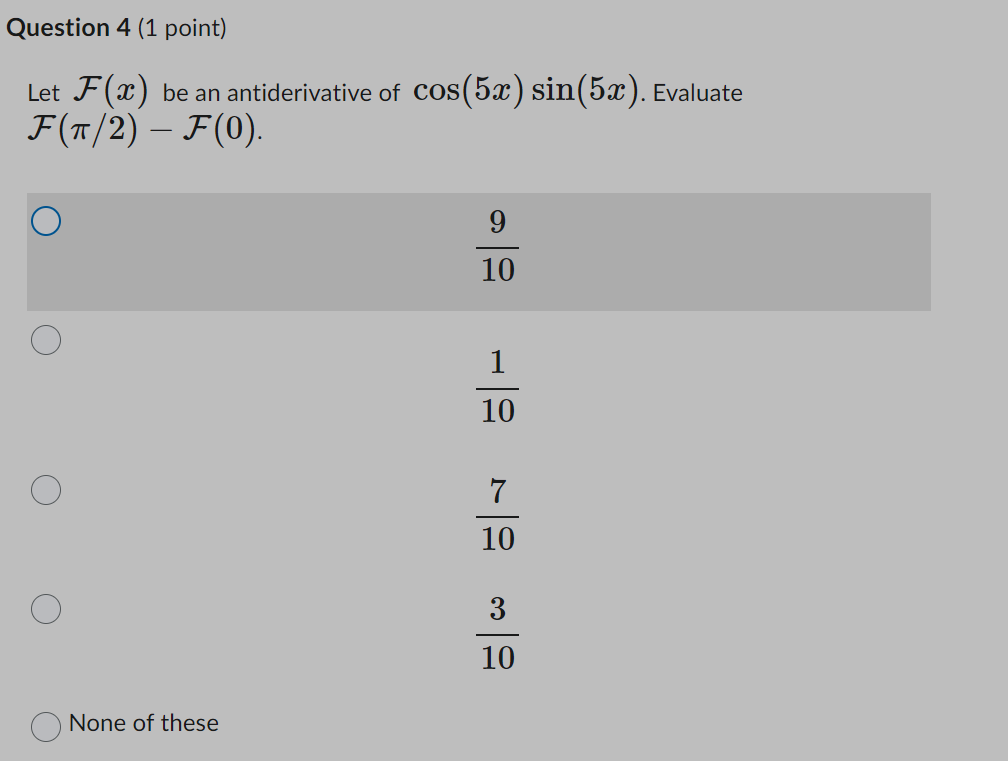 Solved Let Fx Be An Antiderivative Of Cos5xsin5x