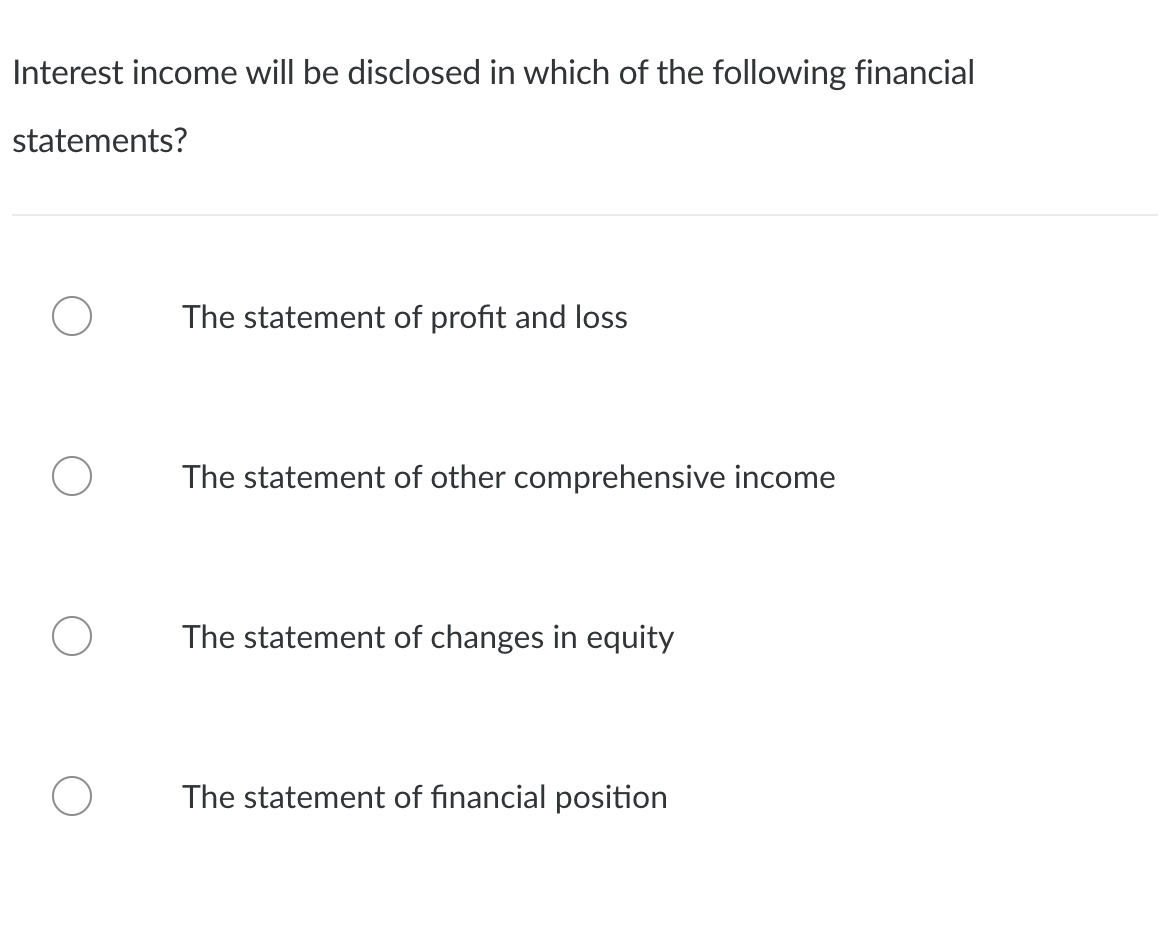 Solved Interest Income Will Be Disclosed In Which Of The | Chegg.com