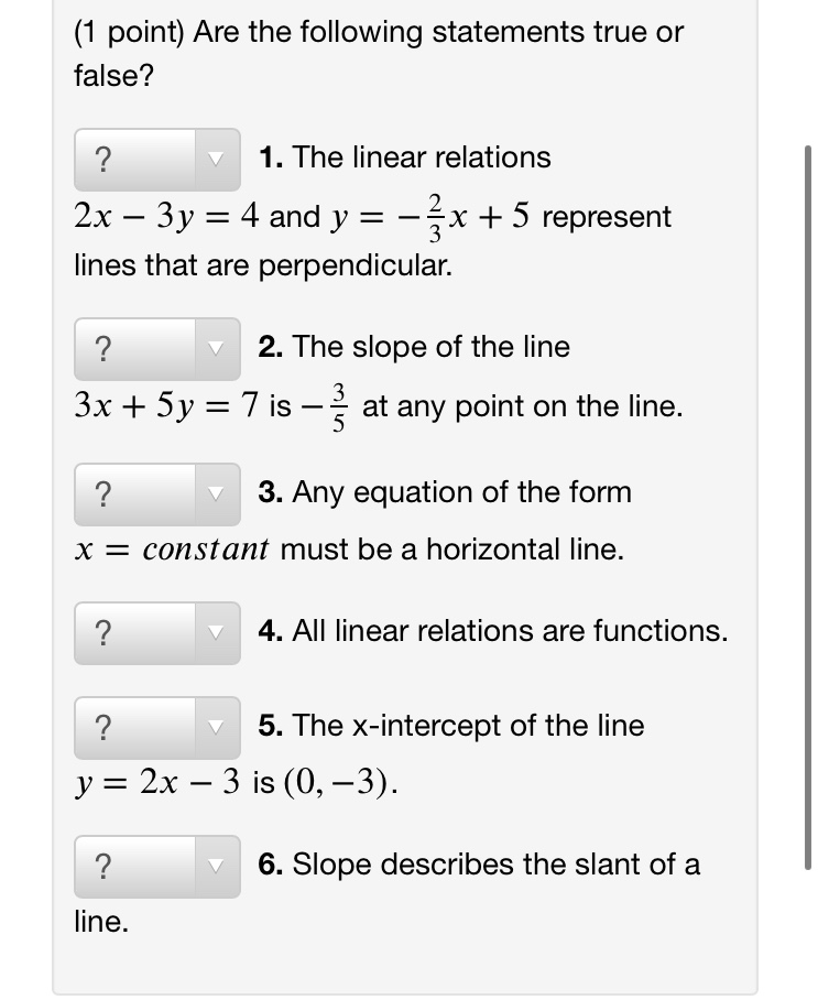 1 Point Are The Following Statements True Or False Chegg 