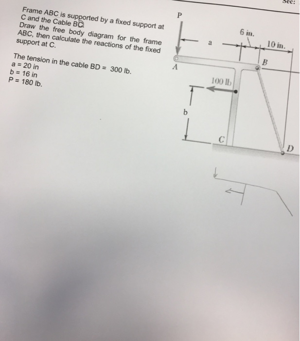 Solved Sec: Frame ABC is supported by a fixed support at C | Chegg.com