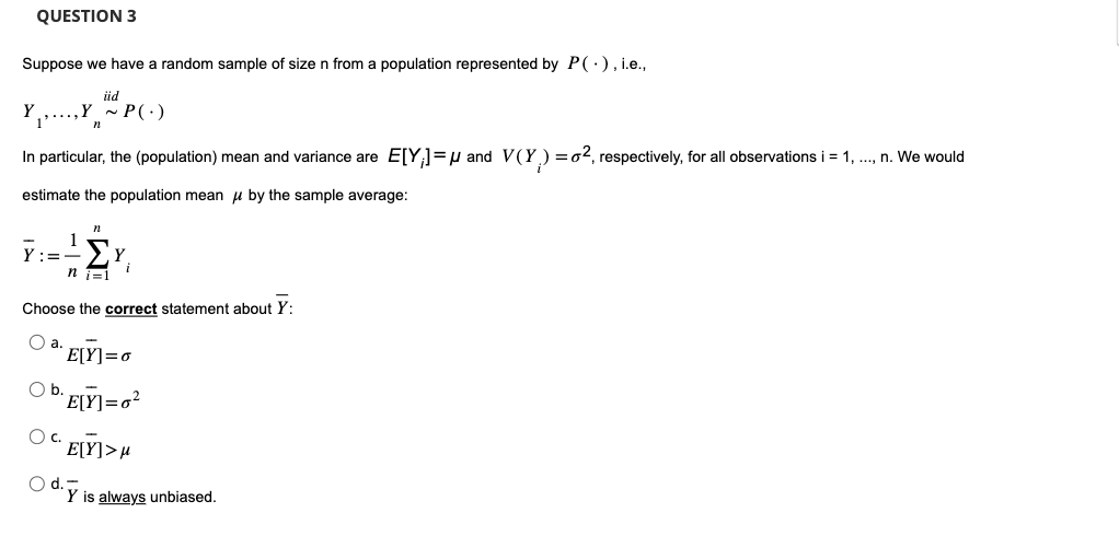 Solved Suppose we have a random sample of size n from a | Chegg.com
