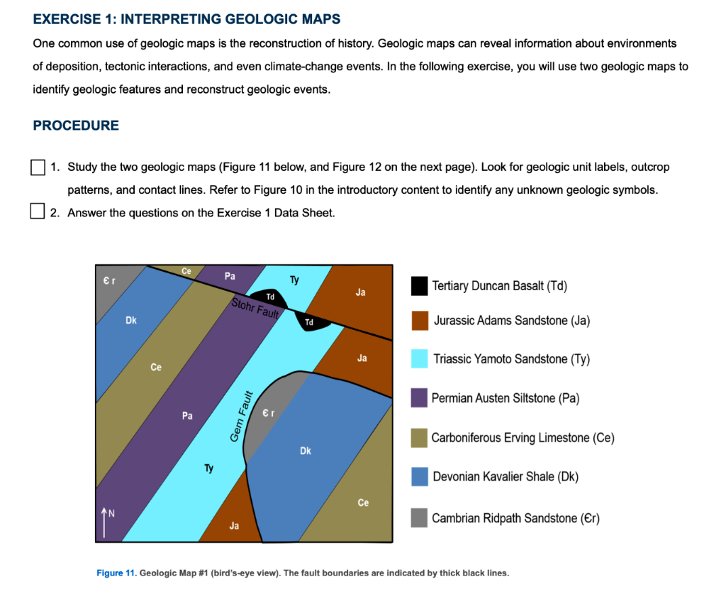 Solved: EXERCISE 1: INTERPRETING GEOLOGIC MAPS One Common ... | Chegg.com