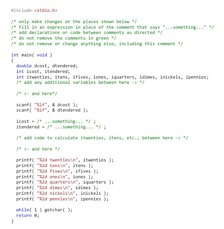 Solved Write a C program that computes the minimum number of | Chegg.com