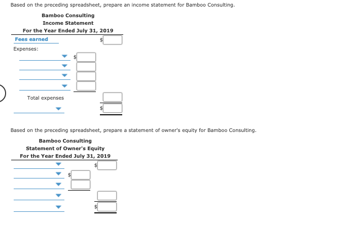 Solved Financial Statements From The End Of Period