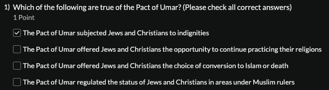 Which of the following are true of the Pact of Umar? | Chegg.com