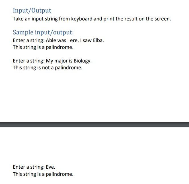 Solved This program is about identifying palindromes. A | Chegg.com