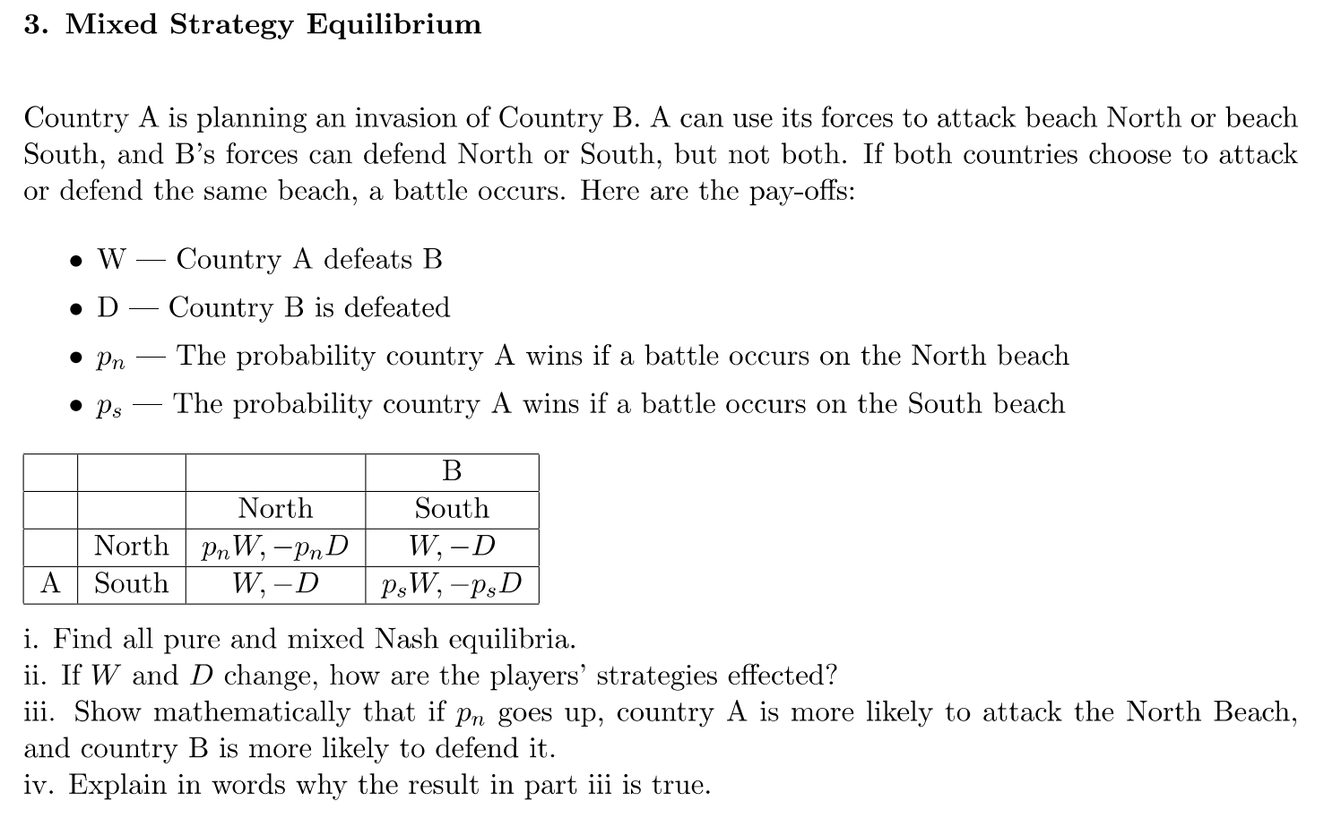 3. Mixed Strategy Equilibrium Country A is planning | Chegg.com