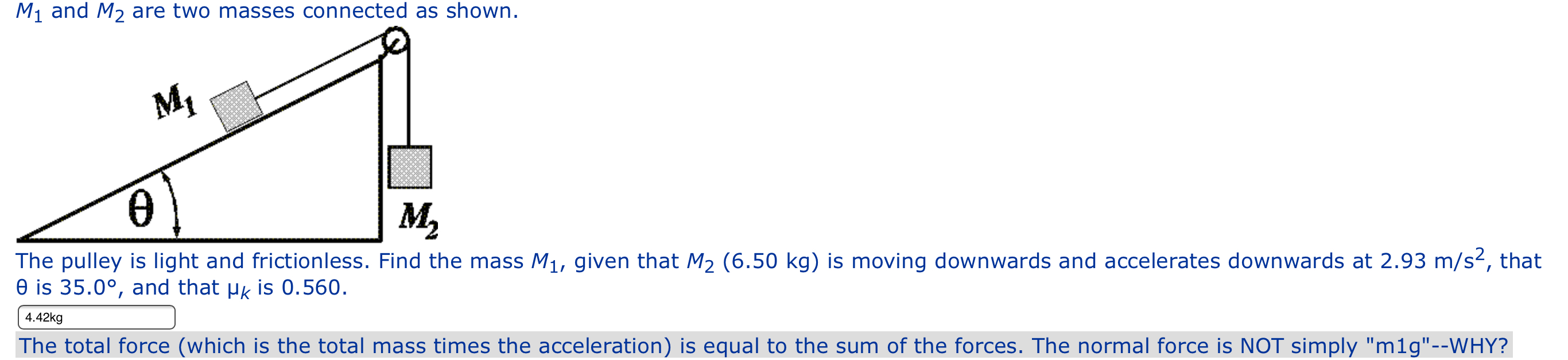 Solved M1 and M2 are two masses connected as shown. M o M | Chegg.com