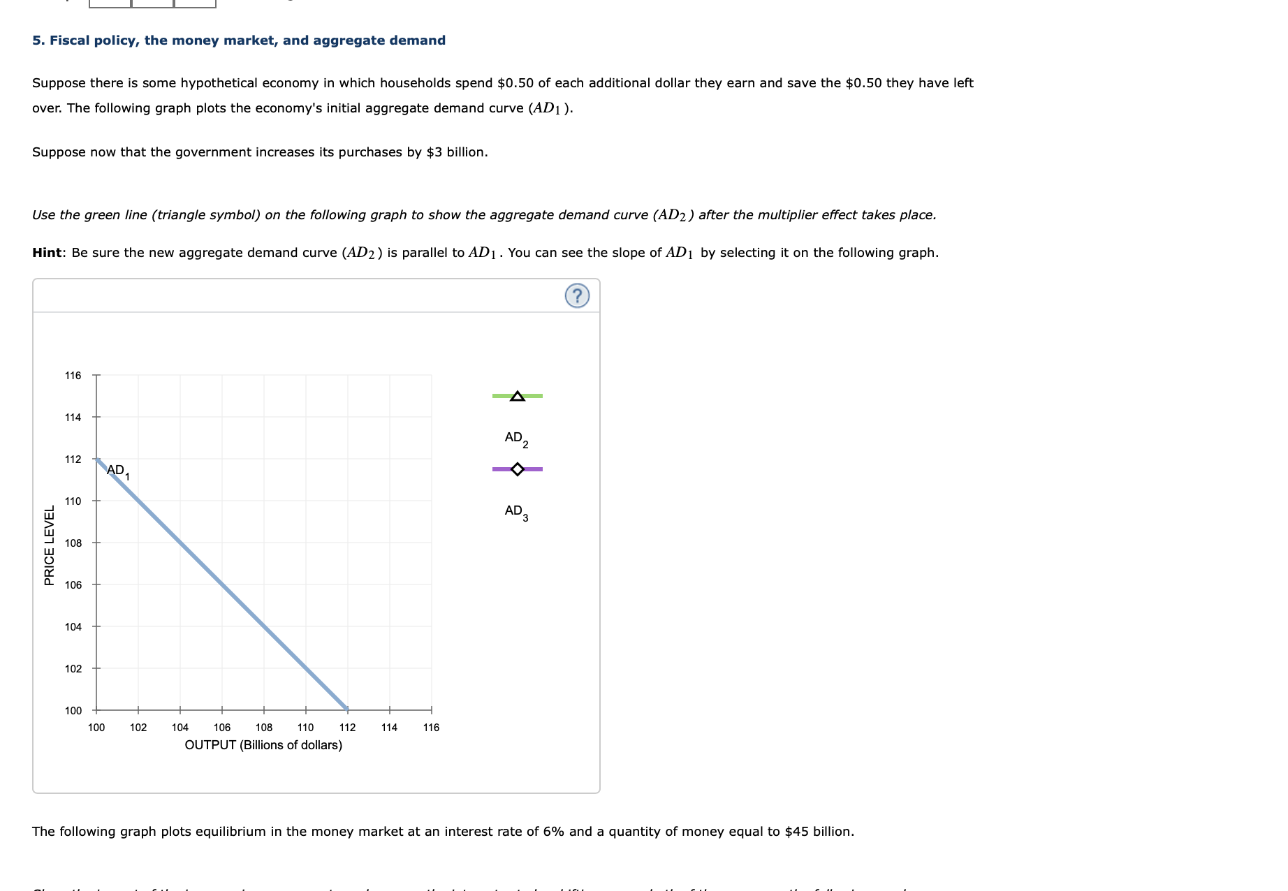 Solved 5. Fiscal policy, the money market, and aggregate | Chegg.com