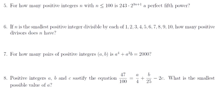 Solved For how many positive integers n with n S 100 is 243 | Chegg.com