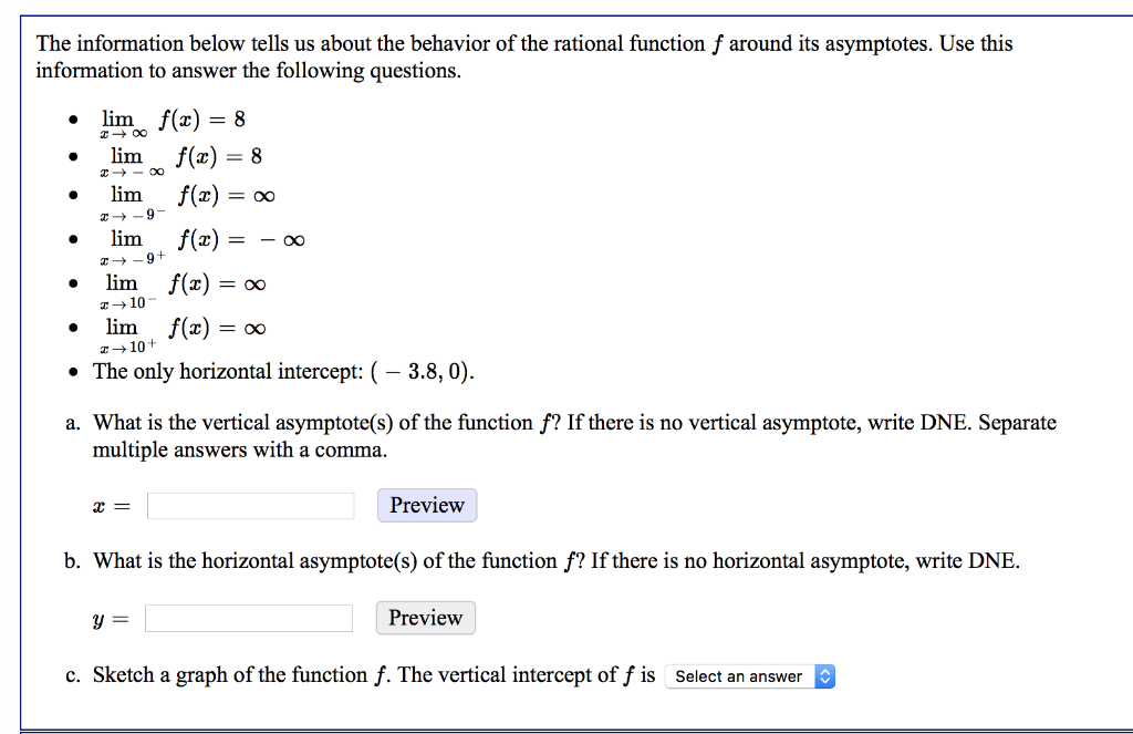 Solved The Information Below Tells Us About The Behavior Chegg Com