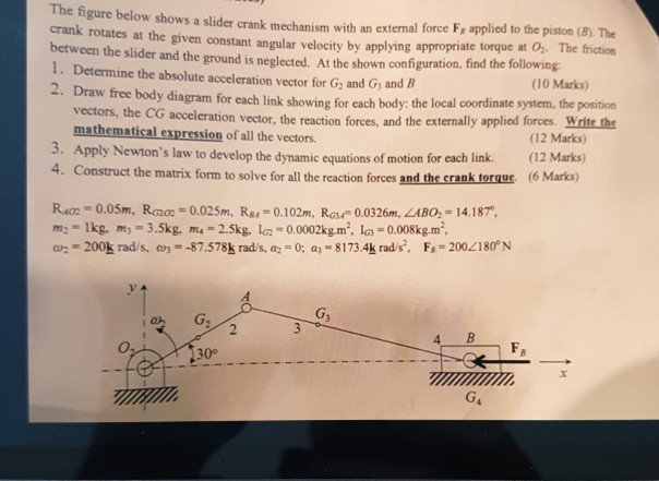 Solved The Figure Below Shows A Slider Crank Mechanism With | Chegg.com