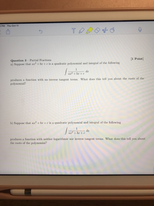 Solved PM Thu Oct 11 [1 Point] Question 3- Partial Fractions | Chegg.com