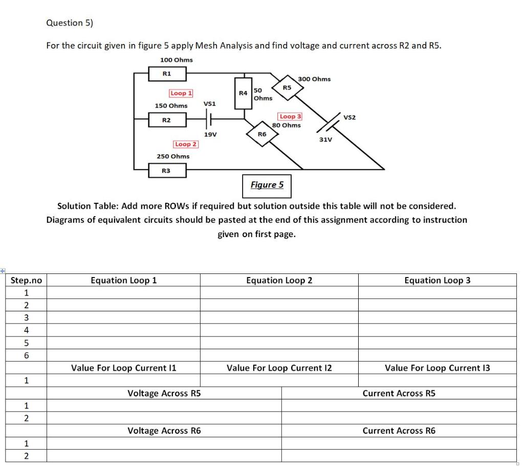 Solved Question 5) For the circuit given in figure 5 apply | Chegg.com