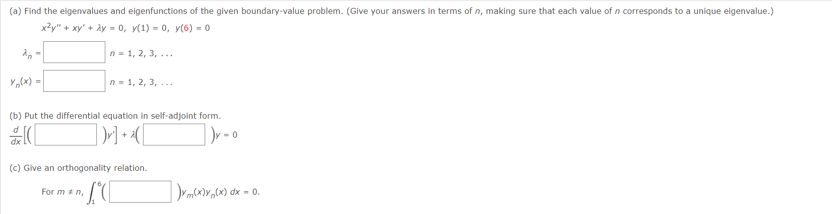 Solved (a) Find the eigenvalues and eigenfunctions of the | Chegg.com
