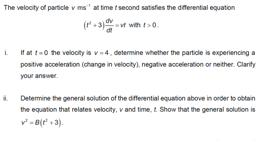 Solved The velocity of particle v ms¹ at time t second | Chegg.com