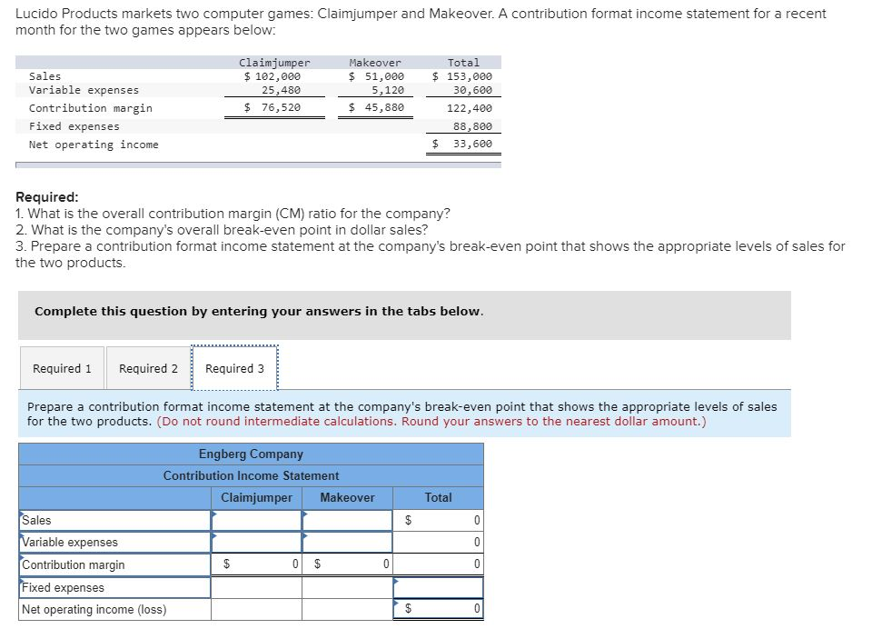 Solved Lucido Products markets two computer games
