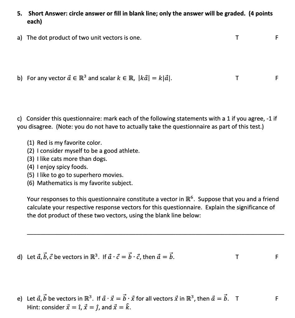 Solved 5 Short Answer Circle Answer Or Fill In Blank Li Chegg Com