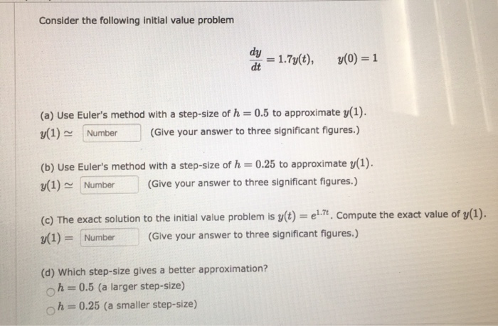 Solved Consider The Following Initial Value Problem Alt = | Chegg.com